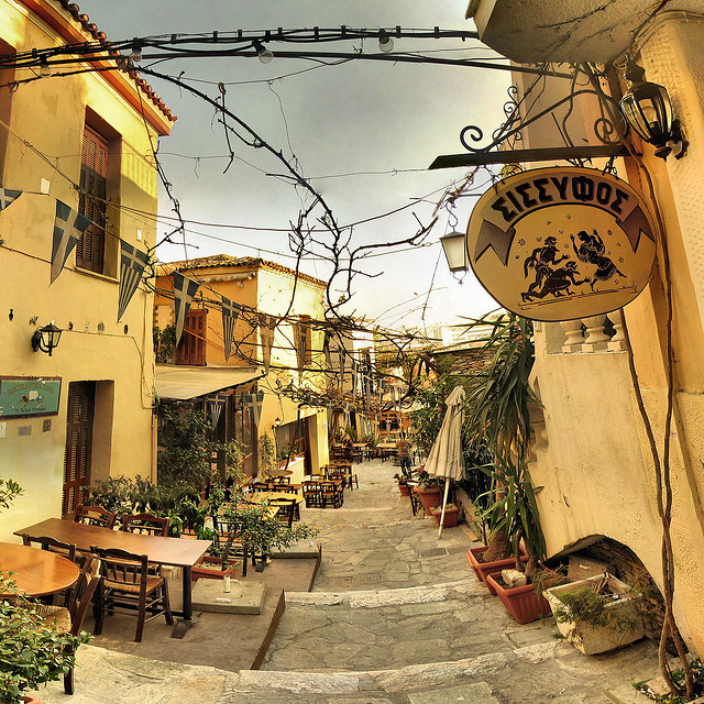 Plaka alleyway in Athens Greece